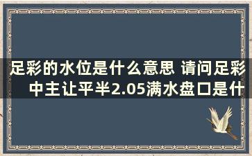 足彩的水位是什么意思 请问足彩中主让平半2.05满水盘口是什么意思